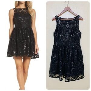 BB Dakota Tate Floral Lace Sequin Lace Fit & Flare